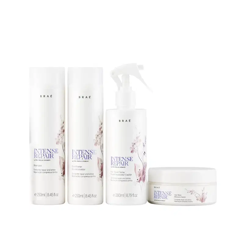 Kit Braé Intense Repair By Ana Paula Siebert - Shampoo 250ml + Condicionador 250ml + Hair Repair 260ml + Máscara 200g