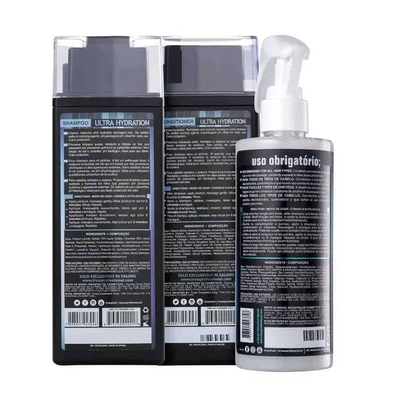 Kit Truss Ultra Hydration - Shampoo 300ml + Condicionador 300ml + Uso Obrigatório 260ml