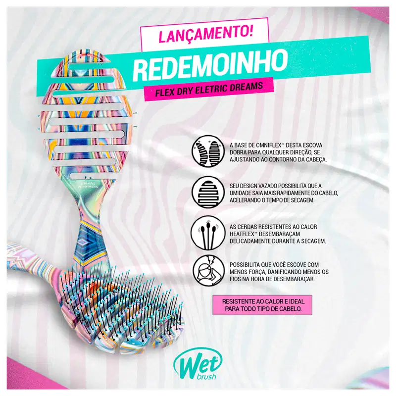 Wet Brush Pro Flex Dry Eletric Dreams Redemoinho - Escova de Cabelo