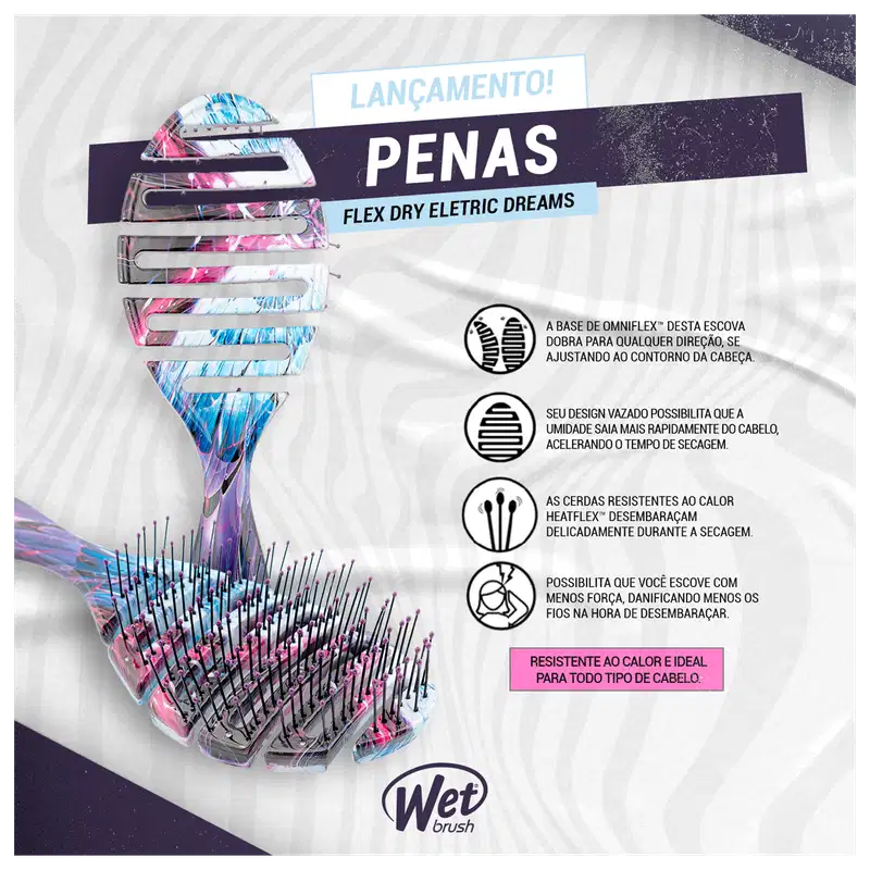 Wet Brush Pro Flex Dry Eletric Dreams Penas - Escova de Cabelo