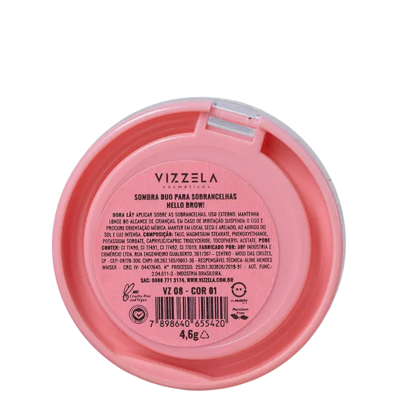 Vizzela Cosméticos Hello Brow! Sombra Duo Para Sobrancelhas 01 - Sombra para Sobrancelha 4,6g