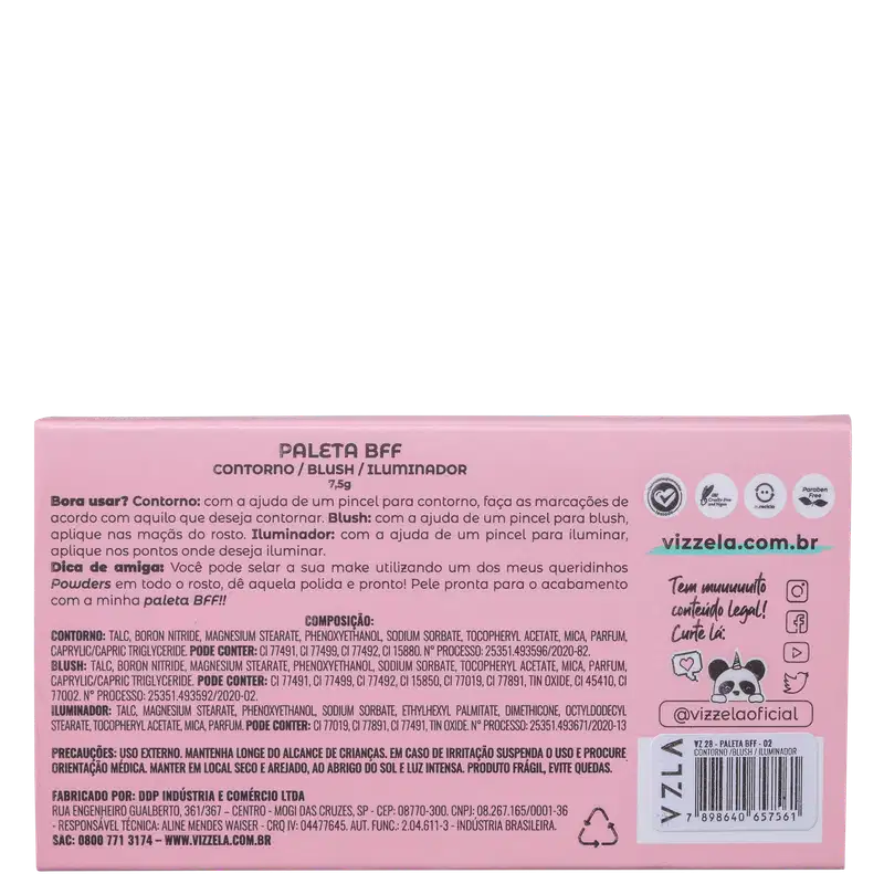 Vizzela Cosméticos BFF 02 - Paleta de Maquiagem 7,5g