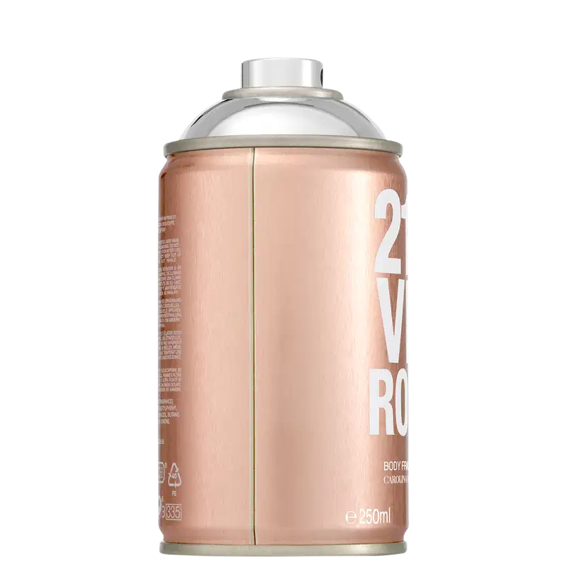Frasco de body spray Carolina Herrera 212 VIP Rose, com embalagem em tons de rosa e branco, contendo 250 ml do produto.
