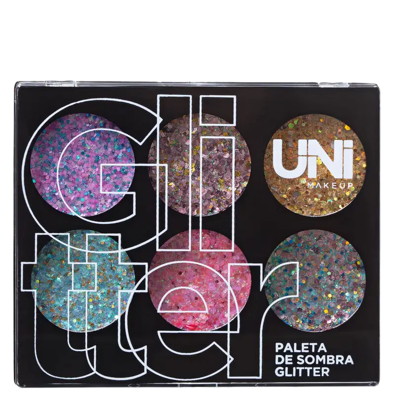 UNImakeup Glitter 6 Cores - Paleta de Sombras 7,8g