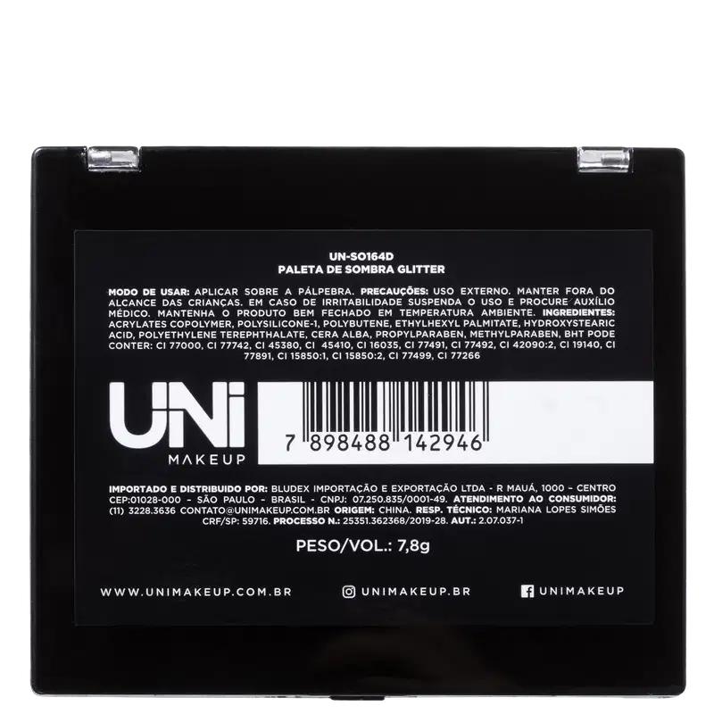 UNImakeup Glitter 6 Cores - Paleta de Sombras 7,8g