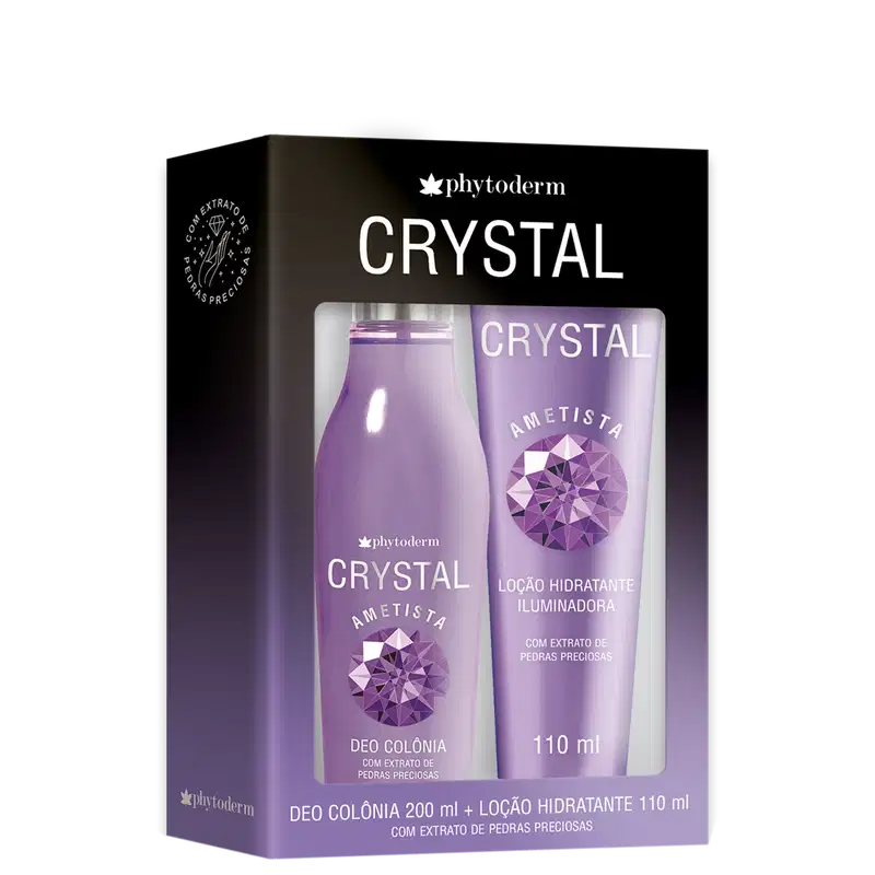 Conjunto Crystal Ametista Phytoderm Feminino - Body Spray 200ml + Loção Hidratante 110ml