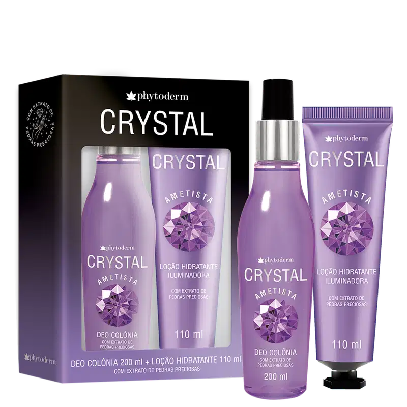 Conjunto Crystal Ametista Phytoderm Feminino - Body Spray 200ml + Loção Hidratante 110ml