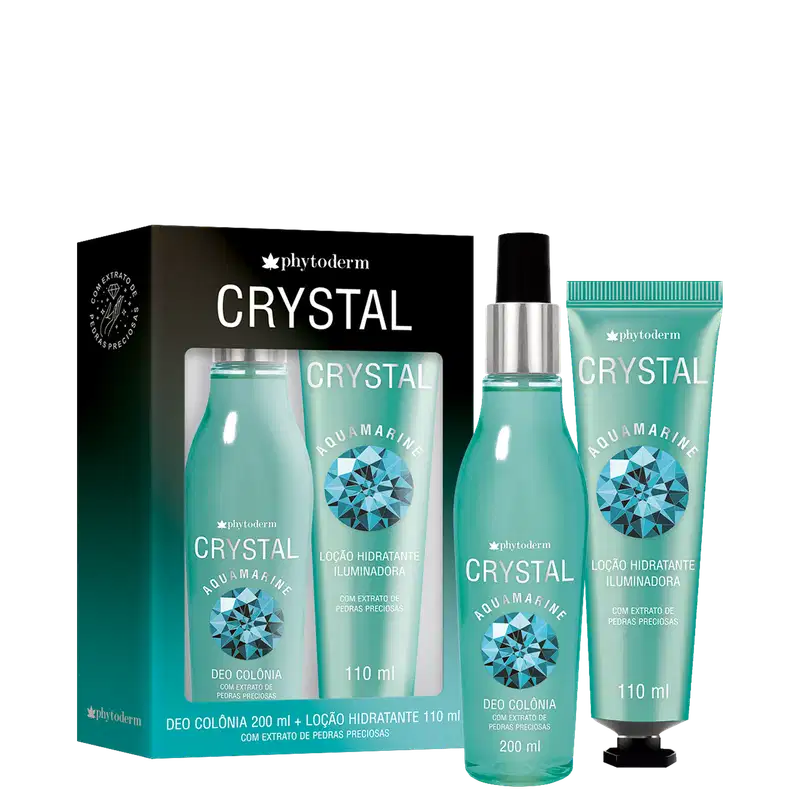 Conjunto Crystal Aquamarine Phytoderm Feminino - Body Spray 200ml + Loção Hidratante 110ml