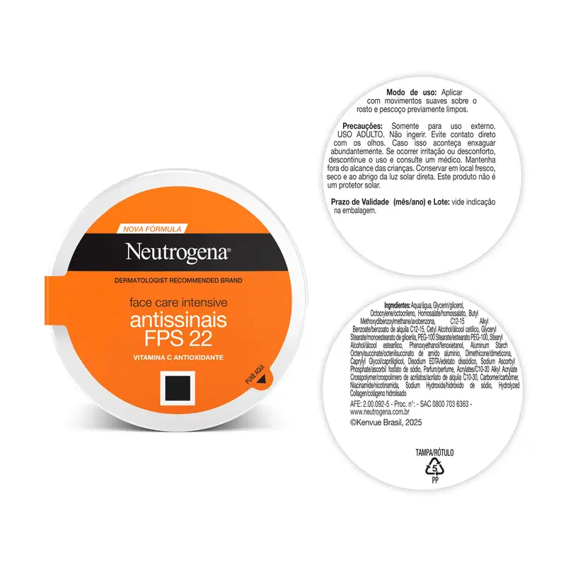 Neutrogena Face Care Intensive Antissinais FPS22 - Creme Redutor de Linhas 100g