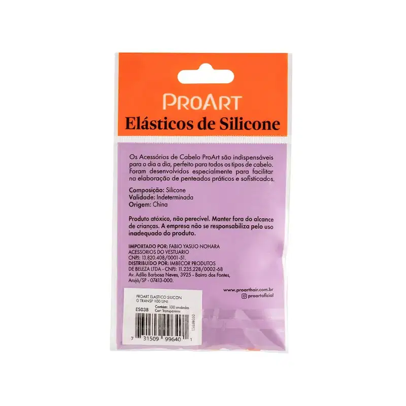 Elástico de Silicone Transparente para Cabelo Tamanho G 100 Unidades - ProArt