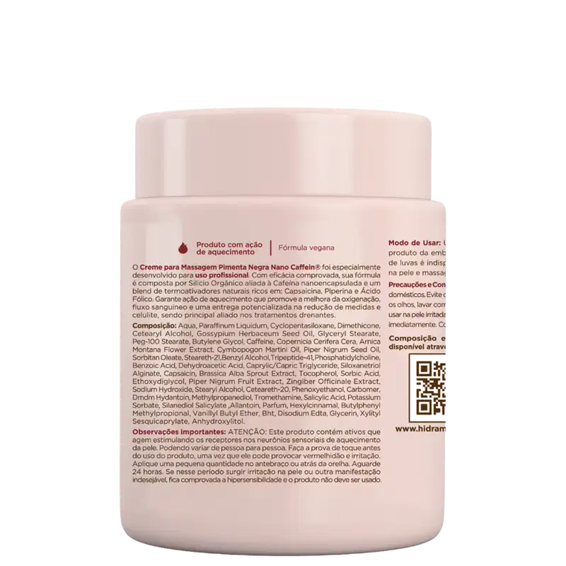 Hidramais Pimenta Negra Nano Caffein - Creme de Massagem 1kg