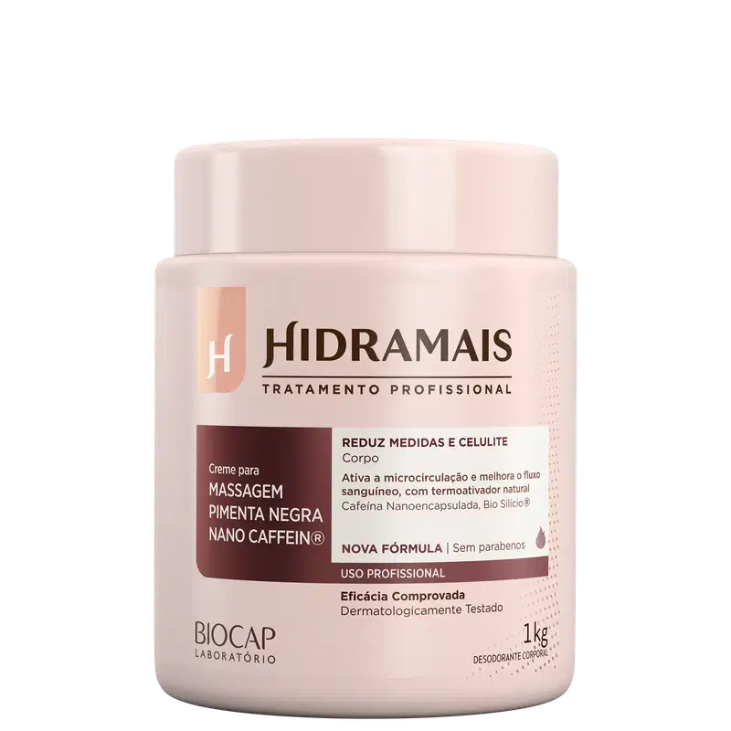 Hidramais Pimenta Negra Nano Caffein - Creme de Massagem 1kg