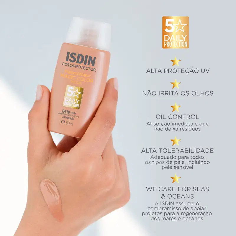 ISDIN Fusion Water Magic Color FPS 50 Cor Média - Protetor Solar Facial com Cor 50ml