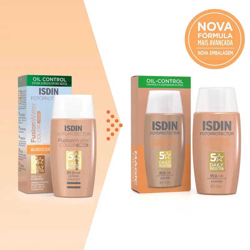 ISDIN Fusion Water Magic Color FPS 50 Cor Média - Protetor Solar Facial com Cor 50ml
