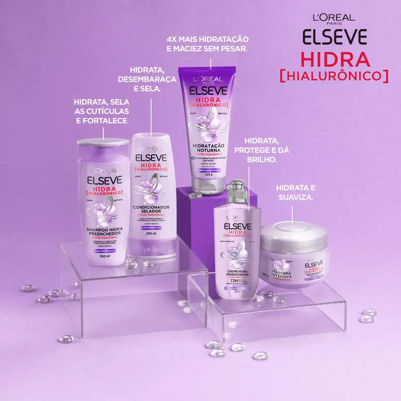 Elseve L'Oréal Paris Hidra Hialurônico Hidratação Noturna - Máscara Capilar 200g