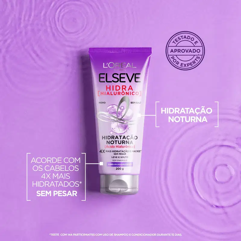 Elseve L'Oréal Paris Hidra Hialurônico Hidratação Noturna - Máscara Capilar 200g