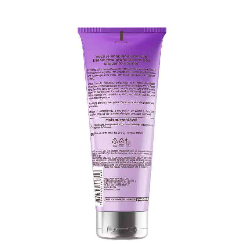Elseve L'Oréal Paris Hidra Hialurônico Hidratação Noturna - Máscara Capilar 200g