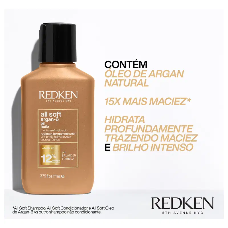 Redken All Soft Argan-6 6 em 1- Óleo Capilar Multibenefícios 111ml