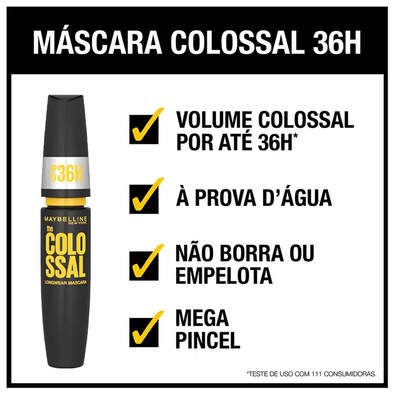 Maybelline The Colossal 36H À Prova D'Água Preto - Máscara de Cílios 8ml