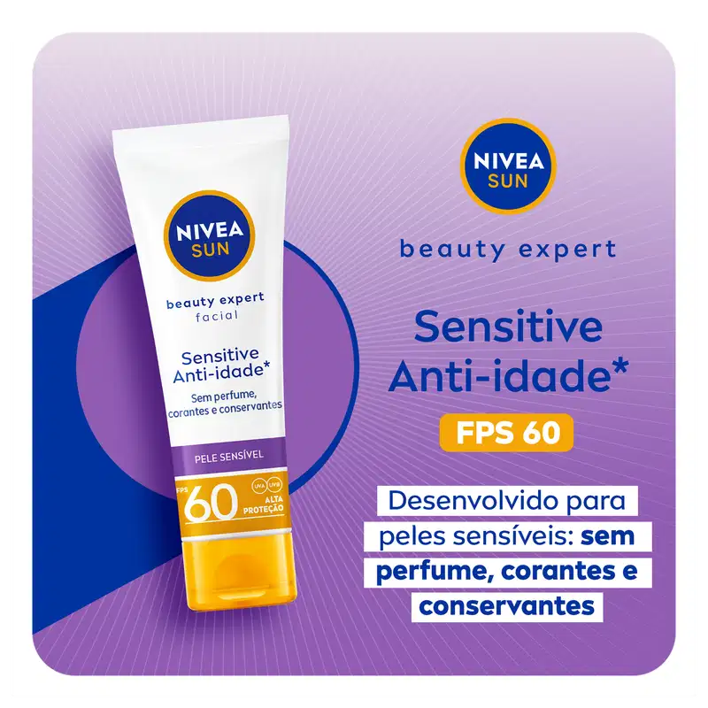 NIVEA SUN Beauty Expert Sensitive FPS 60 - Protetor Solar Facial 50g