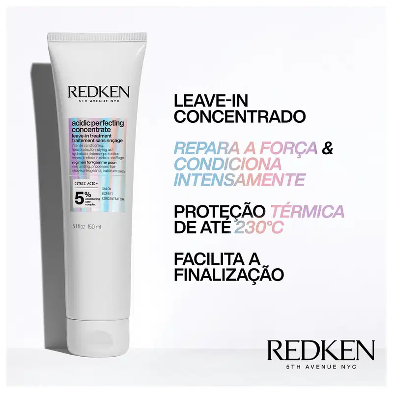 COncentrado, repara a força e condiciona intensamente. Proteção térmica de até 230°C, facilita a finalização.