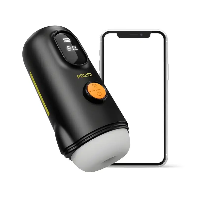 Masturbador Masculino Power Controle Aplicativo Sucção e Vibração Tela LED Controle à Distância Recarregável