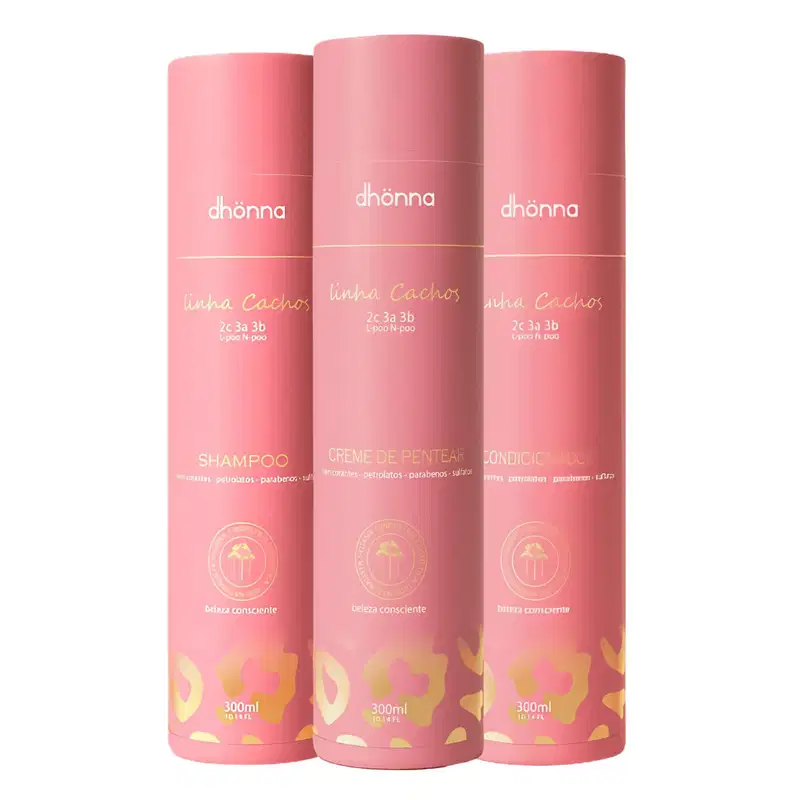 Trio Cachos Creme de Pentear, Shampoo e Condicionador - Dhona | Ideal para Cachos Definidos e Hidratados