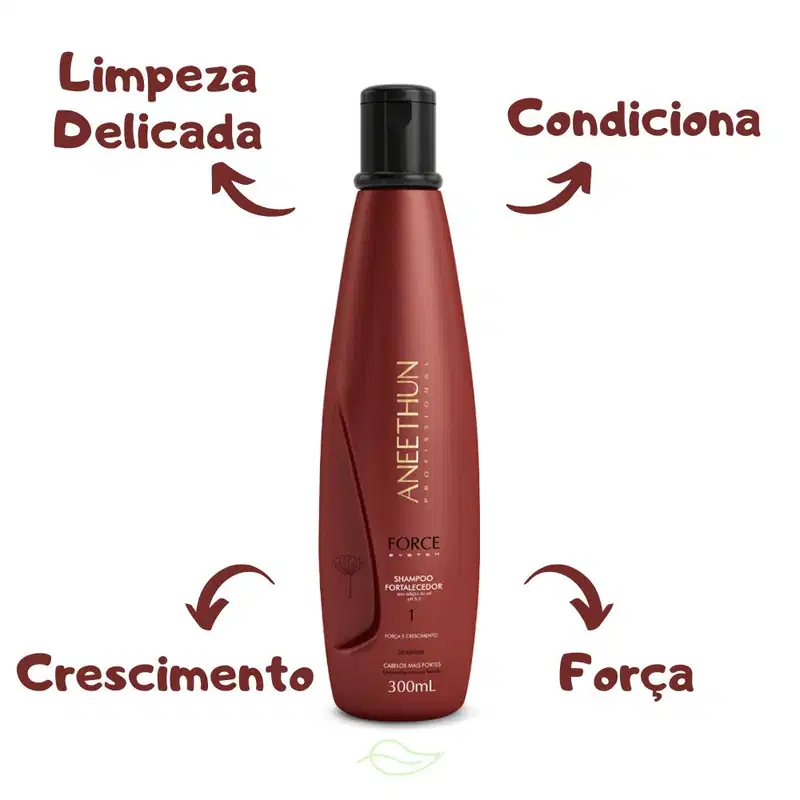 Aneethun Force Shampoo,Máscara e Finalizador +Creme Silicone