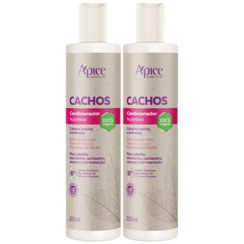Kit 2 Condicionador Nutritivo Cachos Apse Apice Vegano Cabelo Sem Sulfato 300ml