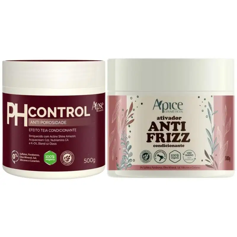 Kit Mascara Ph Control Apice + Creme De Pentear Anti Frizz Tratamento Vegano Anti Porosidade