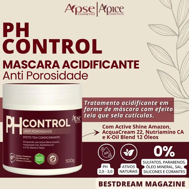 Kit Mascara Ph Control Apice + Creme De Pentear Anti Frizz Tratamento Vegano Anti Porosidade