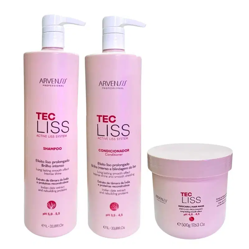 Kit Arvensis Tec Liss - Shampoo 1000ml + Condicionador 1000ml + Máscara 500g