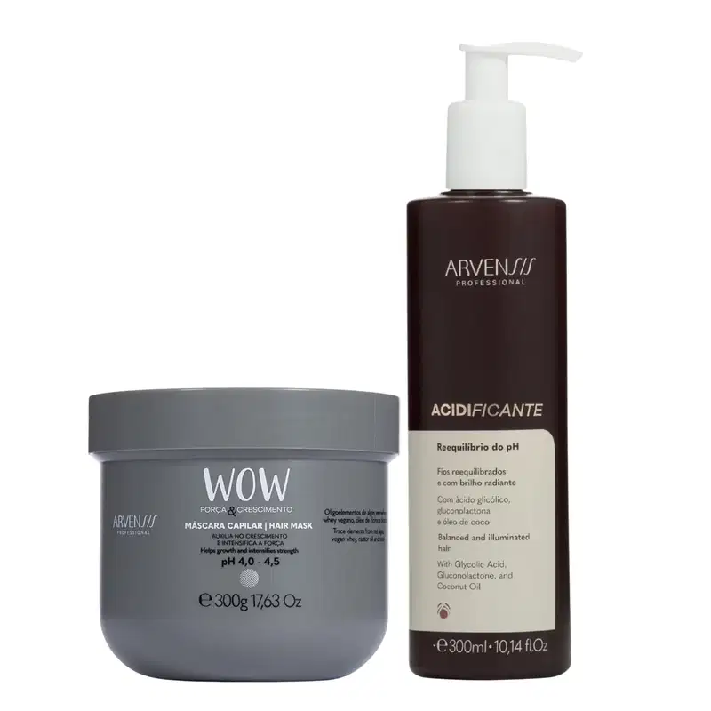 Kit Arvensis WOW Força e Crescimento - Máscara 300g + pH Acidificante 300ml