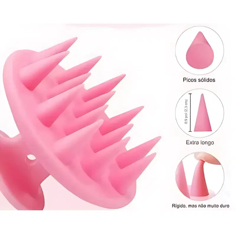 Escova Massageadora de  Silicone- Cabelo e couro cabeludo