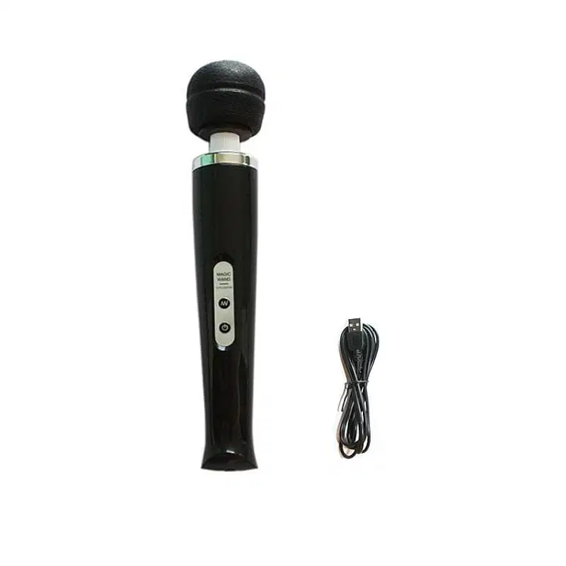 Vibrador Varinha Mágica Recarregável 10 vibrações com Cabeça Flexível Preto