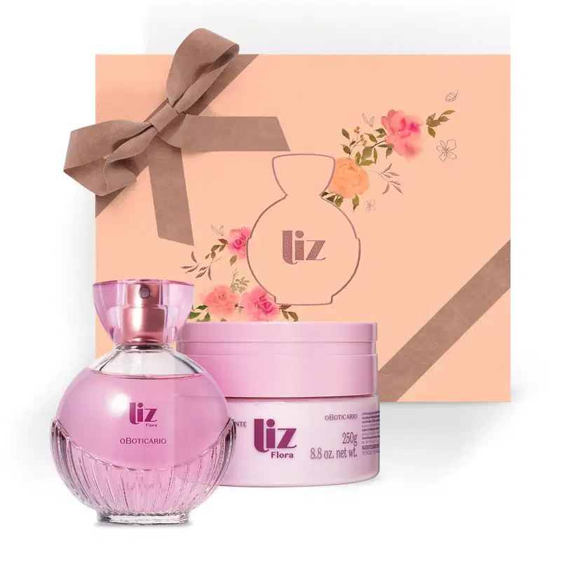 Combo Presente Liz Flora: Desodorante Colônia 100ml + Hidratante Desodorante 250g +  Caixa de Presente