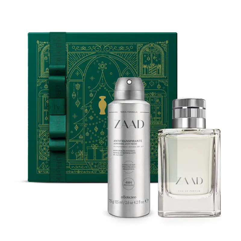 Combo Presente Zaad: Eau de Parfum 95ml + Desodorante Aerosol 75g/125ml + Caixa Presenteável