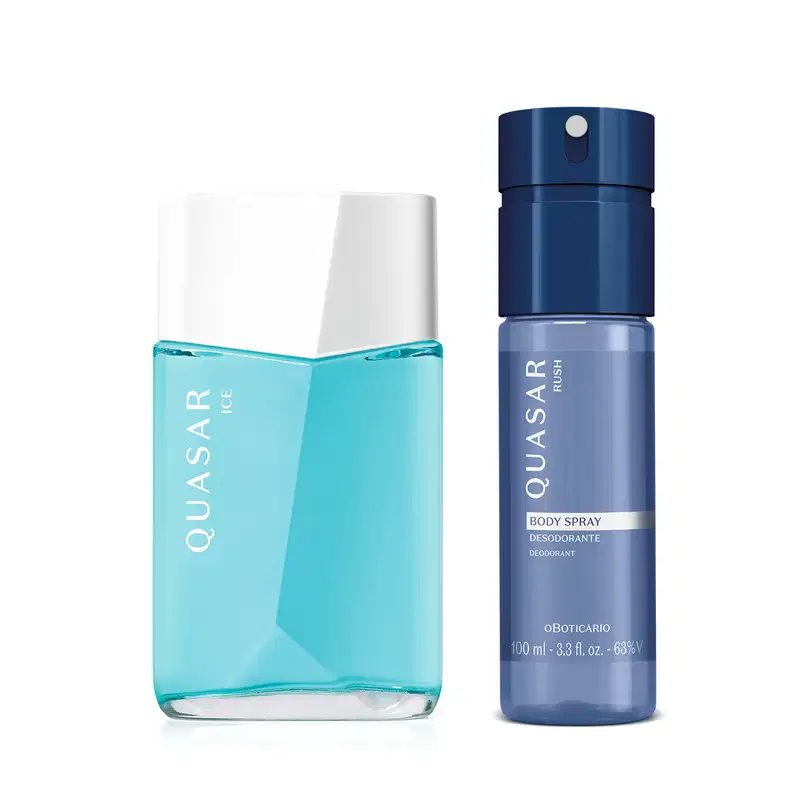 Conjunto Quasar Ice o Boticário Masculino - Desodorante Colônia 100ml + Body Spray 100ml