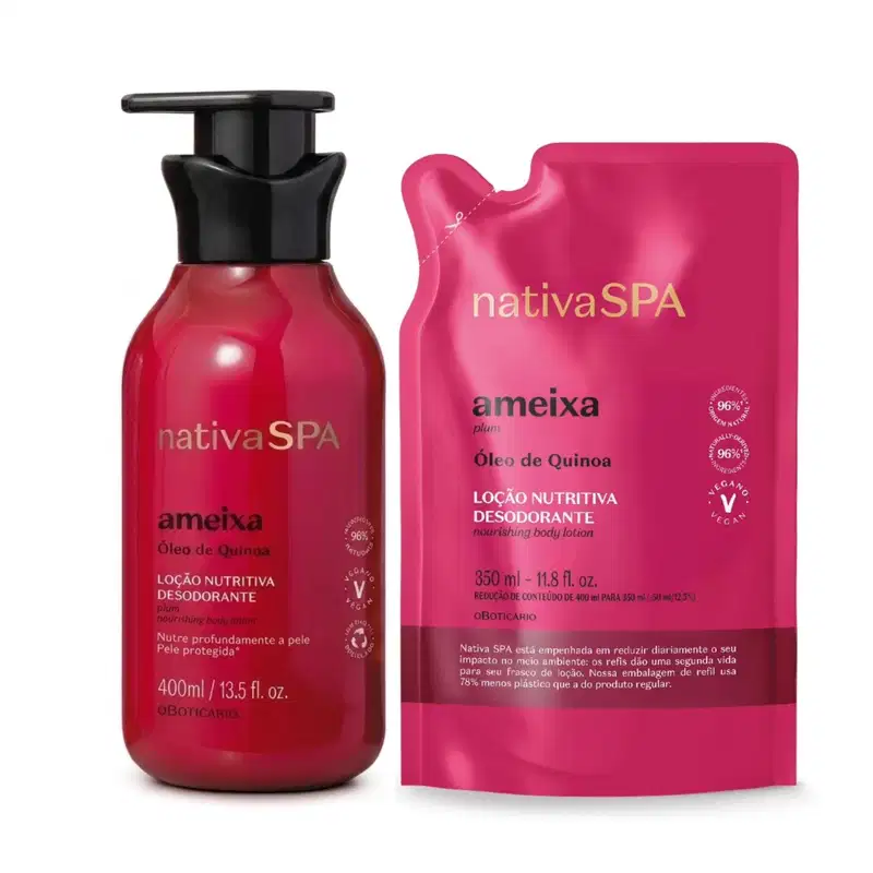 Combo Nativa SPA: Loção Hidratante Desodorante Corporal Ameixa 400ml + Refil Loção Desodorante Hidratante 350ml