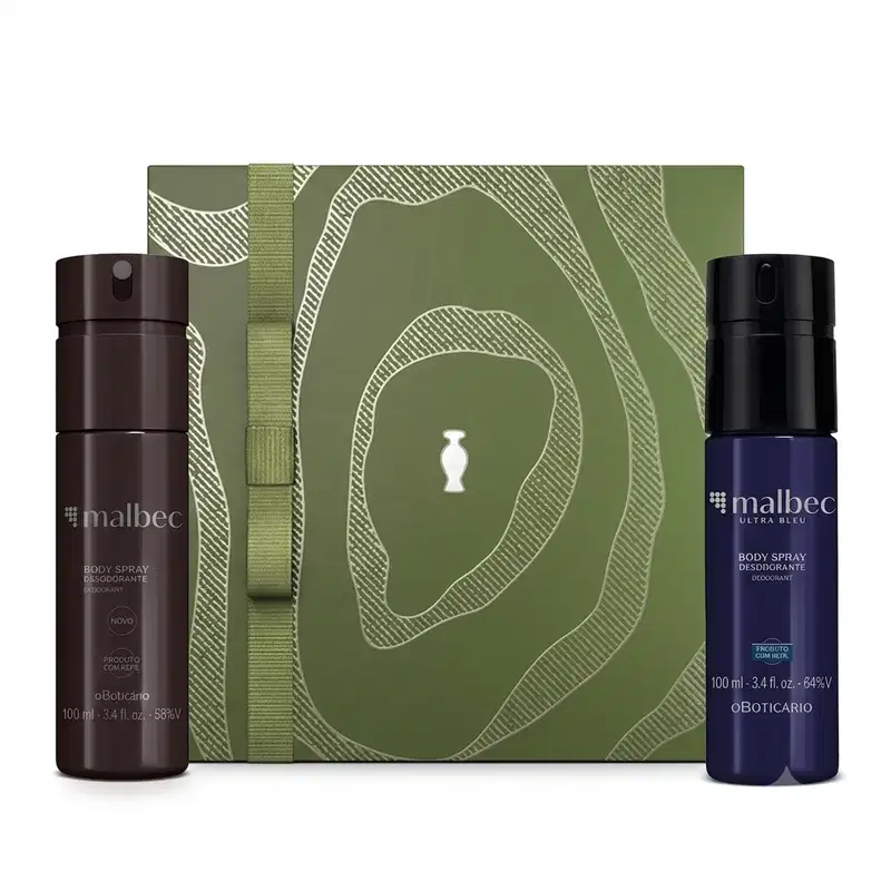 Combo Malbec: Body Spray Desodorante 100ml + Body Spray Desodorante Ultra Bleu 100ml + Caixa de Presente