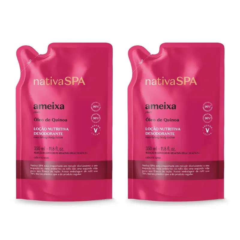 Refil Nativa SPA Loção Desodorante Hidratante Corporal Ameixa 350ml (2 itens)