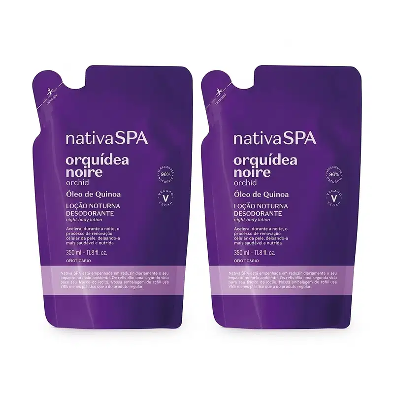 Combo Nativa SPA Orquídea Noire: Refil Loção Noturna Desodorante Corporal 2x350ml