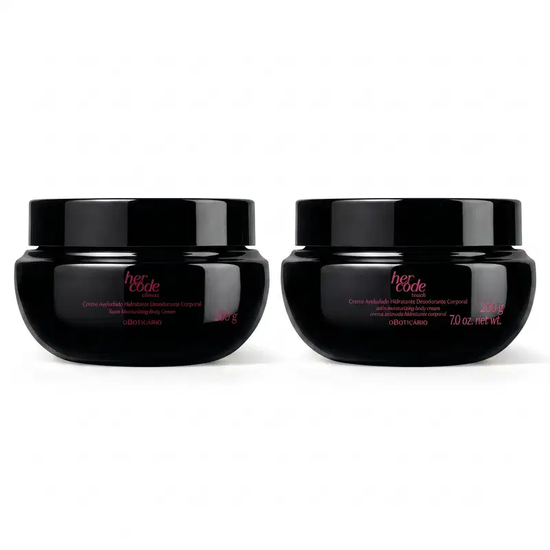 Combo Creme Aveludado Her Code: Desodorante Corporal Clímax 200g + Desodorante Corporal Touch 200g