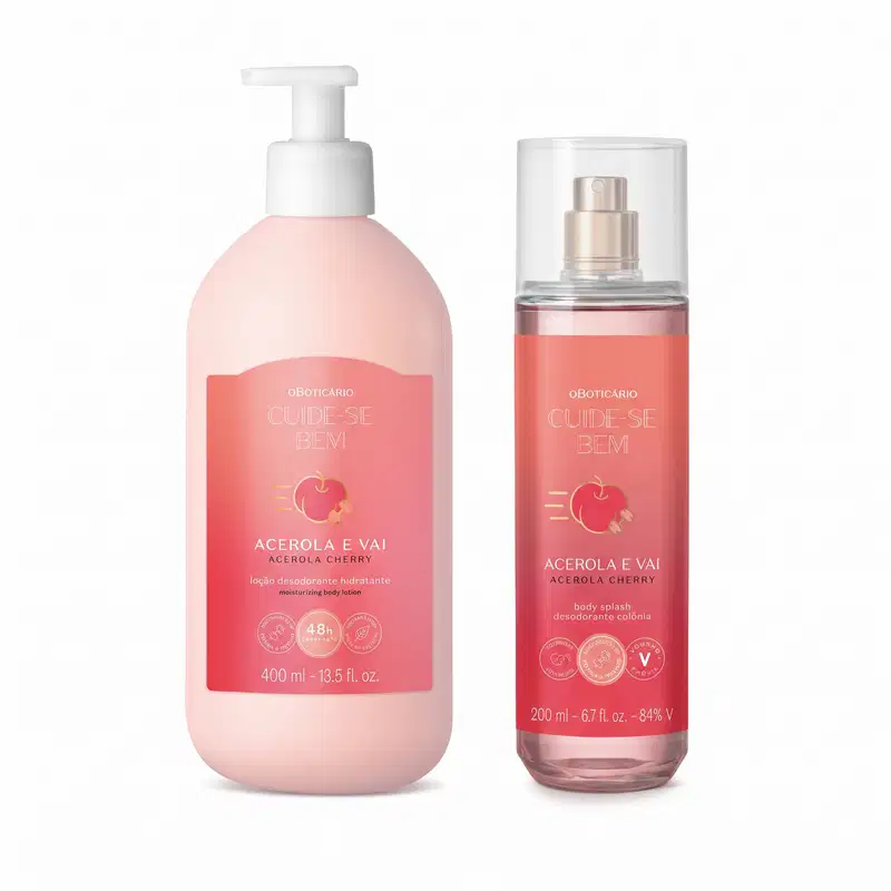 Combo Cuide-se Bem Acerola e Vai: Body Splash Desodorante Colônia 200ml + Loção Desodorante Hidratante Corporal 400ml