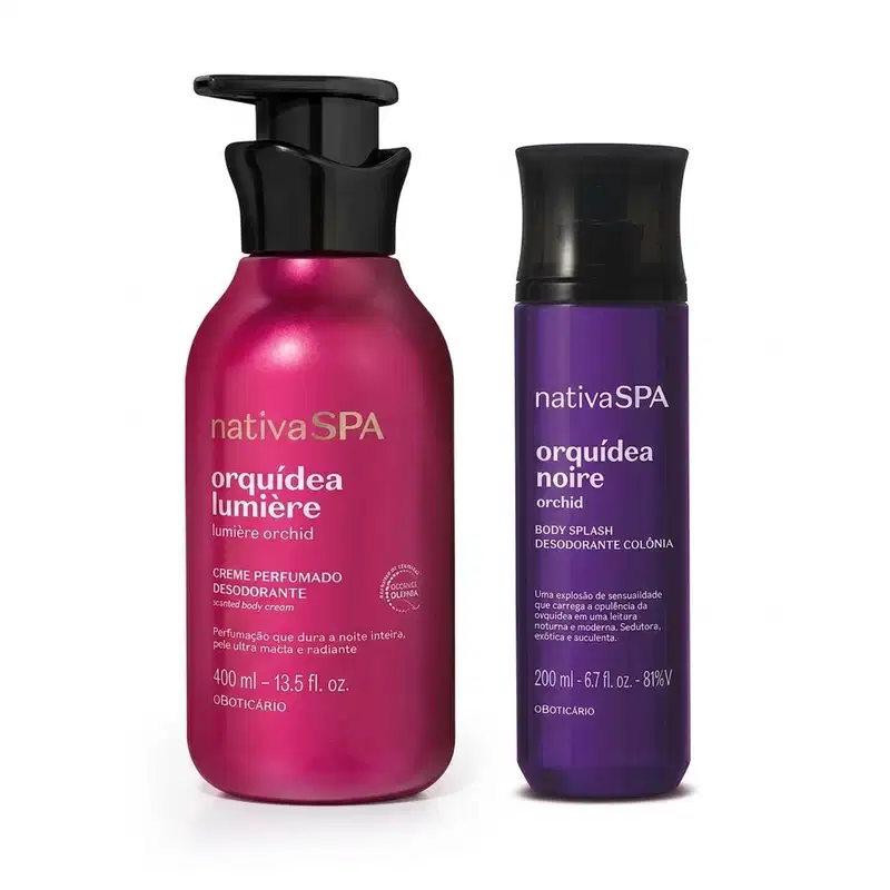 Combo Nativa SPA: Creme Perfumado Orquídea Lumière 400ml + Body Splash Orquídea Noire 200ml