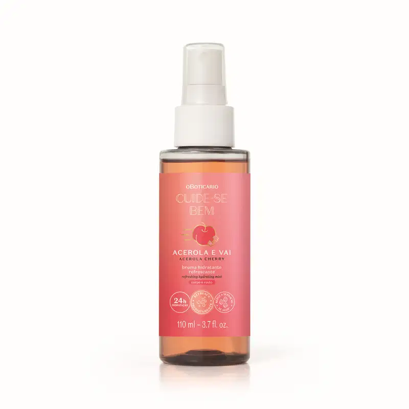 Combo Cuide-se Bem Acerola e Vai: Loção Hidratante 400ml + Body Splash 200ml + Bruma Hidratante Refrescante 110ml + Sabonetes