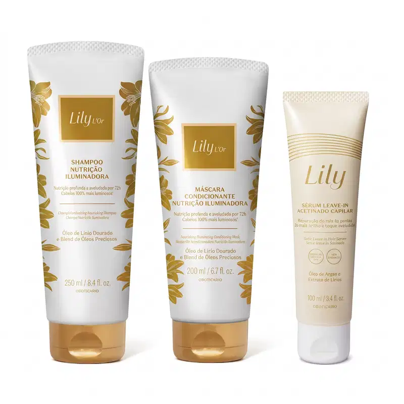 Combo Lily: Máscara 200ml + Shampoo 250ml + Sérum 100ml