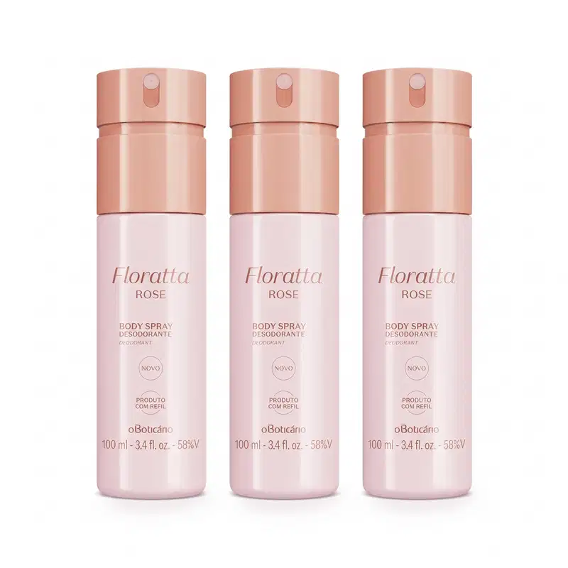 Combo Floratta Rose Body Spray Desodorante 100ml (3 unidades)