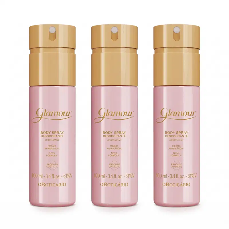 Combo Glamour: Body Spray Desodorante 100ml (3 unidades)