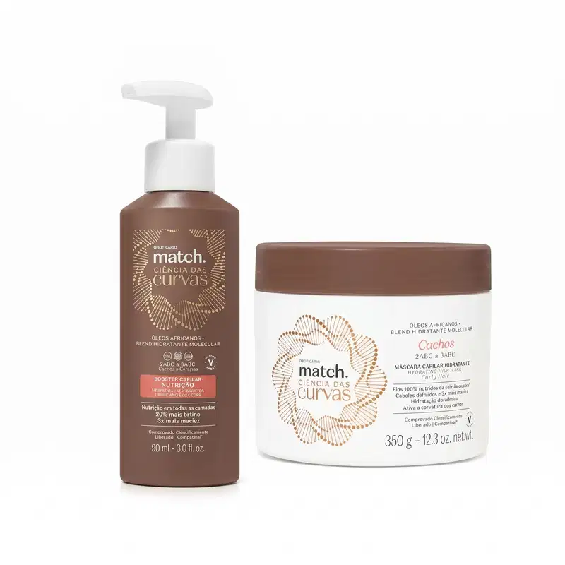 Combo Match Ciência das Curvas: Máscara Capilar 350g + Booster Capilar Nutrição 90ml